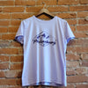 Front of Ouray women's mineral wash, crew neck T-shirt in the colorway Pastel Lilac (light purple). "Philipsburg Montana" is printed in a dark purple text with a small moose silhouette below the text. Snowy mountains are above the text in the same dark purple ink.